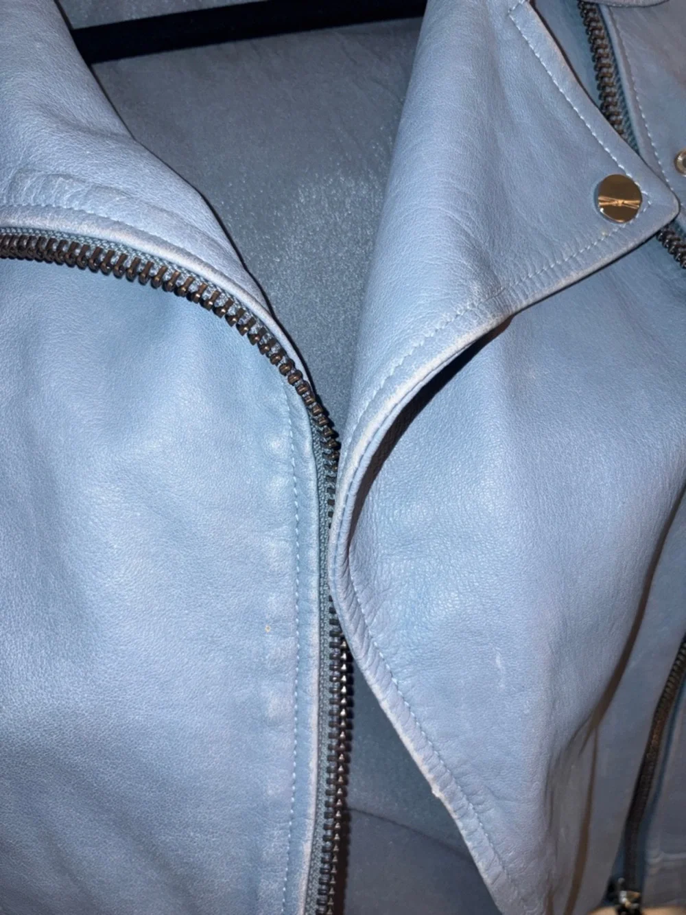 LAMARQUE Donna Blue Leather Moto Jacket XS - Picture 7 of 7
